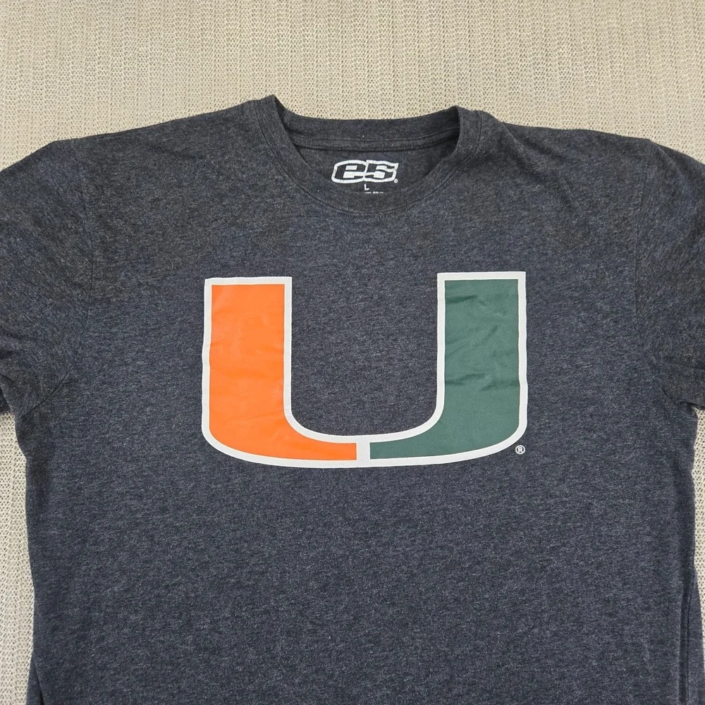 Miami Hurricanes Shirt Mens Large Gray Short Sleeve ACC Football Graphic Tee